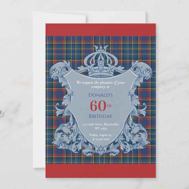 60th Birthday Scotsman & his Castle Invitation (Front)