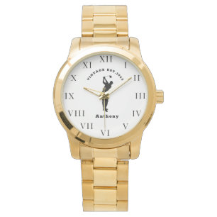 60th Birthday Sixty Black Vintage Gold Golfer Watch
