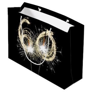 60th Birthday Sparklers On Black Large Gift Bag