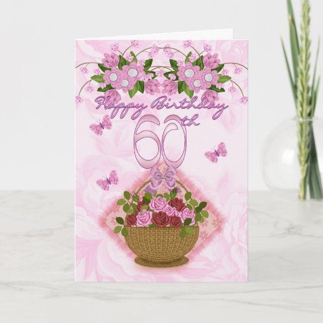 60th Birthday Special Lady, Roses And Flowers - 60 Card (Front)