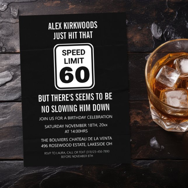 60th Birthday Speed Limit 60 Party Invitation (Creator Uploaded)