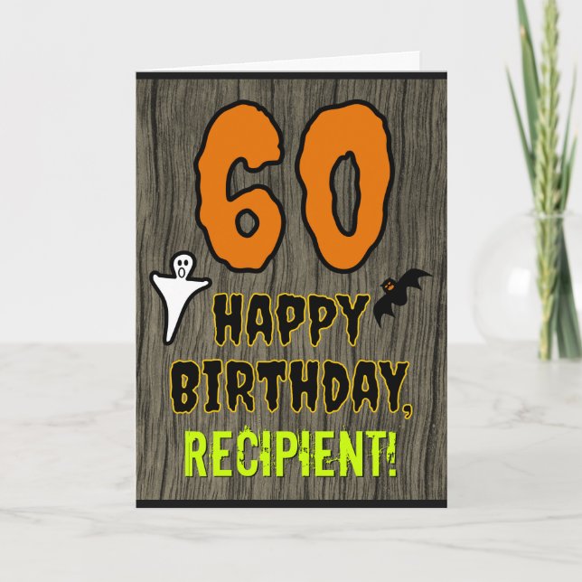 60th Birthday: Spooky Halloween Theme, Custom Name Card (Front)