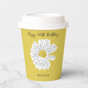 60th Birthday Spring Daisies Floral Party Paper Cups