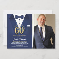 60th Birthday Spy Suit Black Tie Gold Navy
