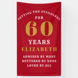 60th Birthday Standards Red Gold Add Your Name Banner