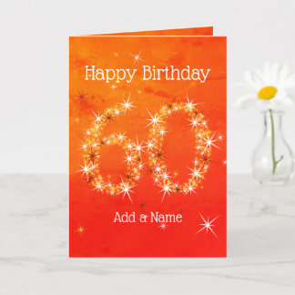 60th Birthday - Star Number Red Orange Glow Age 60 Card