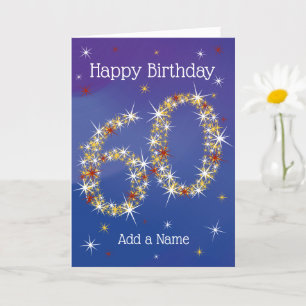 60th Birthday - Star Numbers - Blue - Age 60 Card