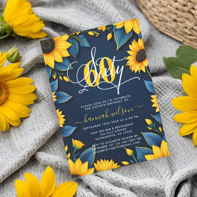 60th Birthday Sunflower Photo Invitation (Creator Uploaded)