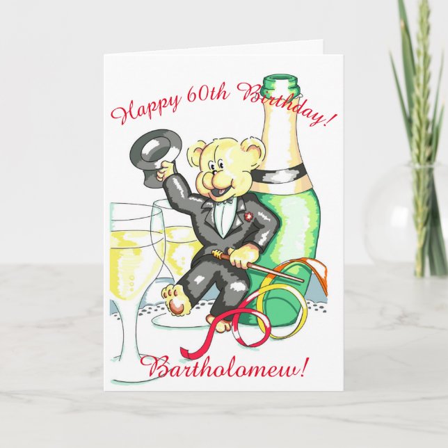 60th Birthday Teddy Bear Card (Front)