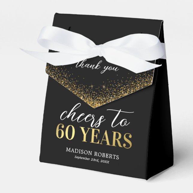 60th Birthday Thank You Black Gold Favour Box (Front Side)