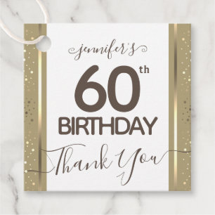 60th Birthday Thank You Gold Elegant Script Favour Tags
