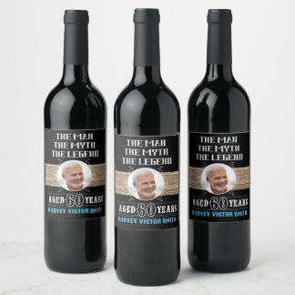 60th Birthday The Man The Myth The Legend Photo   Wine Label