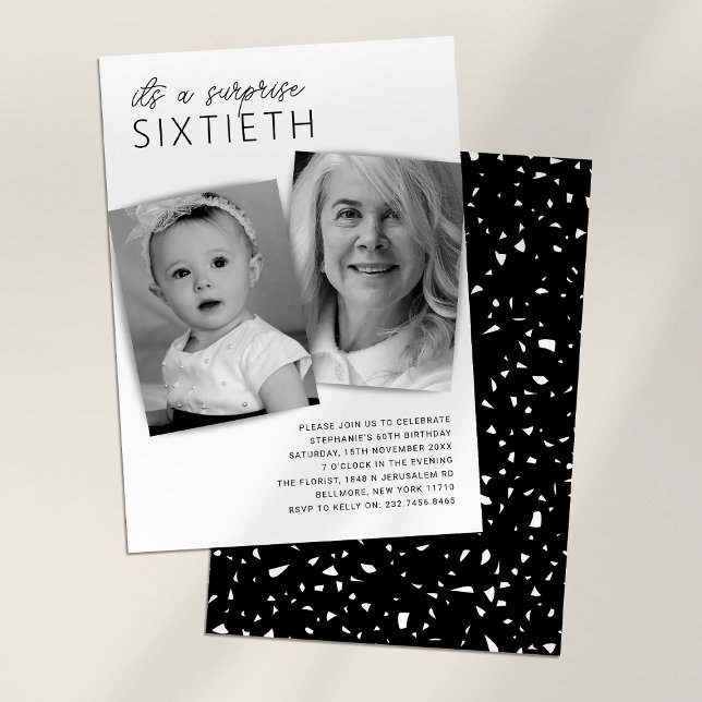 60th Birthday Then & Now Photo Invitation (Creator Uploaded)