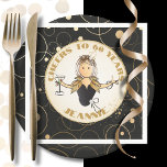 60th Birthday Toast Black Gold Funny for Her   Napkin<br><div class="desc">Is someone special turning 60 that is very dear to you?  This funny napkin sets the theme to toast her on this fantastic milestone. Customise with her name or even change the year ...  Cheers!</div>