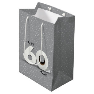 60th Birthday Toilet Paper Roll on Pin Dots Medium Gift Bag