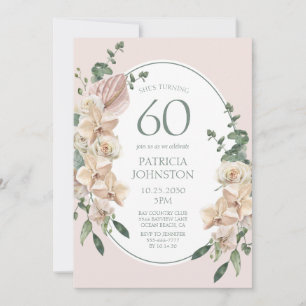 60th Birthday Tropical Floral Invitation