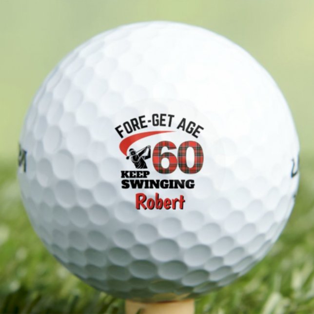 60th Birthday Uncle Gift – Red Plaid Forget Age Golf Balls (Creator Uploaded)