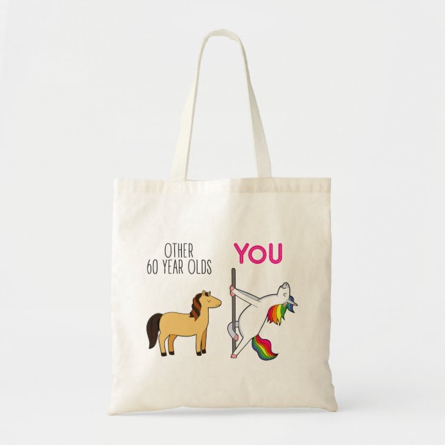 60th Birthday Unicorn Tote Bag (Front)