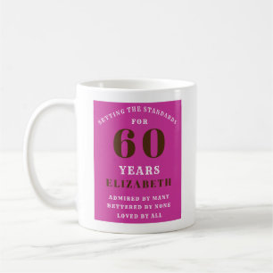60th Birthday Vibrant Pink Add Your Name Coffee Mug