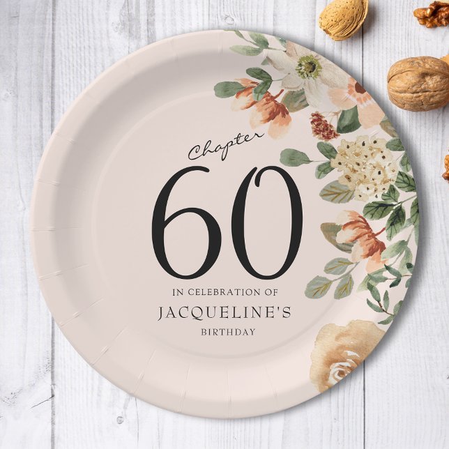 60th Birthday Vintage Floral Paper Plate (60th Birthday Vintage Floral Paper Plates
Discover the perfect addition to your loved one's  party.)