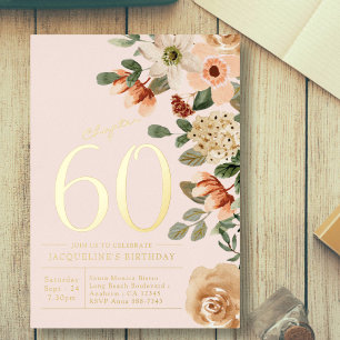 60th Birthday Vintage Floral Peach