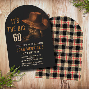 60th Birthday Western Cowboy Hat & Boots for Him Invitation