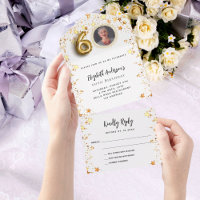 60th birthday white gold stars photo party RSVP