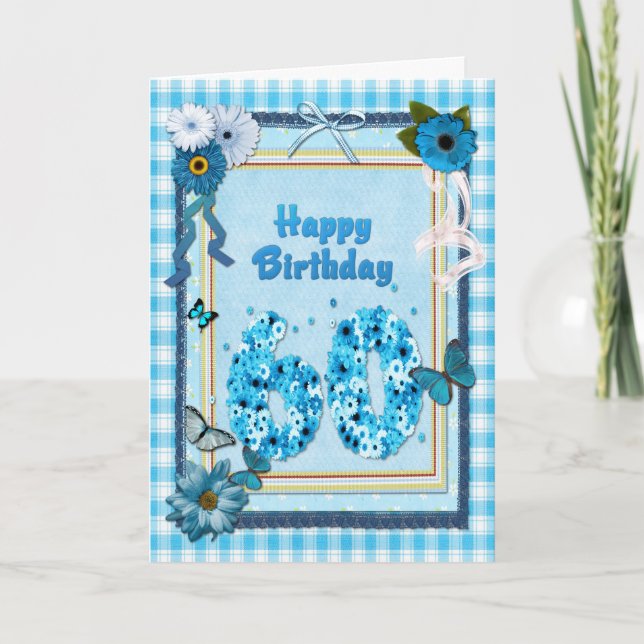 60th  Birthday with a scrapbook effect Card (Front)