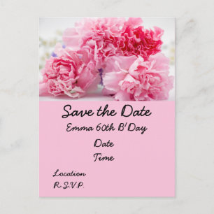 60th Birthday with pink carnation flowers floral Postcard
