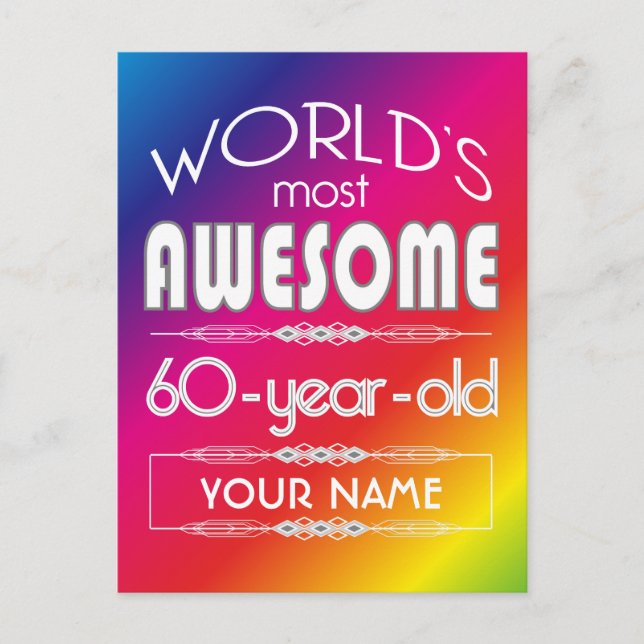 60th Birthday Worlds Best Fabulous Rainbow Postcard (Front)