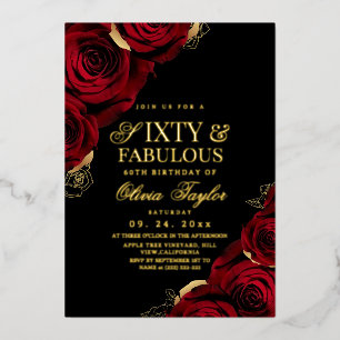 60th Black Burgundy Gold Roses Birthday 