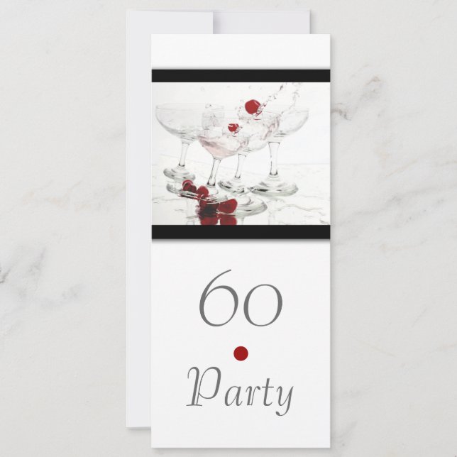 60th black white champagne elegant invitation (Front)