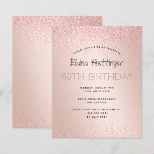 60th Budget Birthday Glitter Rose Gold Metal