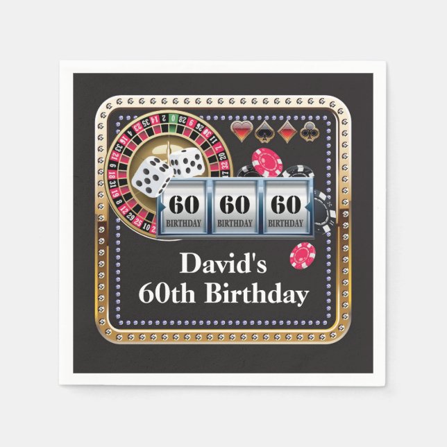 60th Casino Poker Playing Card Birthday Napkins (Front)