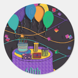 60th classic round sticker