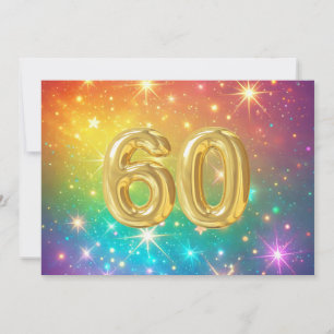 60th Colourful Rainbow star space  Holiday Card