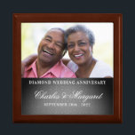 60th Diamond Anniversary Damask Photo Gift Box<br><div class="desc">This beautiful lacquered Jewelry or Trinket Box is adorned with our beautiful Wedding Anniversary Collection designs and holds the anniversary couple's photograph, date of their Diamond Anniversary and their names. A lovely way to cherish the memories you made celebrating 60-years together. A beautiful gift for the husband to give his...</div>