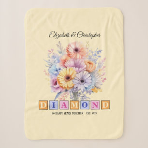 60th Diamond anniversary gerbera flowers peach Sherpa Blanket