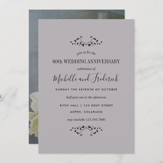 60th Diamond Anniversary Party Invitation (Front/Back)