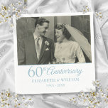 60th Diamond Anniversary Wedding Photo Napkin<br><div class="desc">Personalise with your favourite wedding photo and your special 60 years diamond wedding anniversary details in chic diamond blue typography. Designed by Thisisnotme©</div>