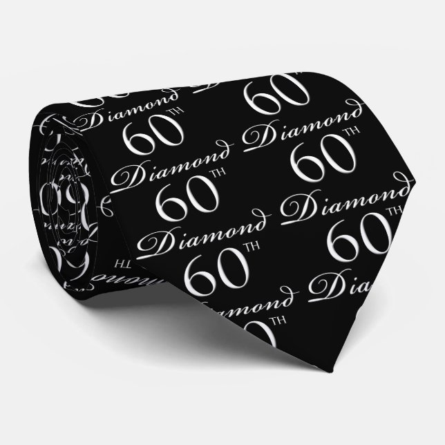 60th Diamond Anniversary with Black Damask Tie (Rolled)