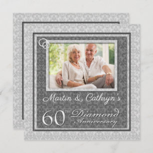60th Diamond Anniversary with Photo Party Invitation