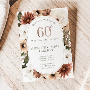 60th Diamond Floral Wedding Anniversary Invitation