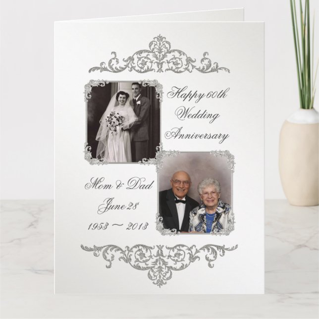 60th Diamond Wedding Anniversary 8.5 x 11 Photo Card (Front)