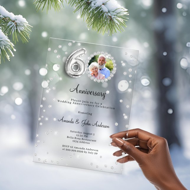 60th diamond wedding anniversary acrylic invitations (Creator Uploaded)