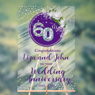 60th Diamond Wedding Anniversary Acrylic Sign