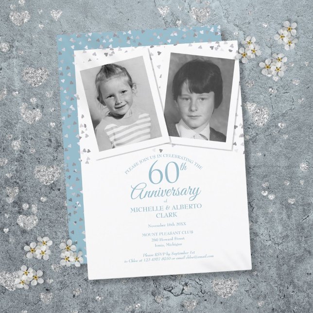 60th Diamond Wedding Anniversary Child Photos Invitation (60th Diamond Wedding Anniversary Child Photos Invitation)