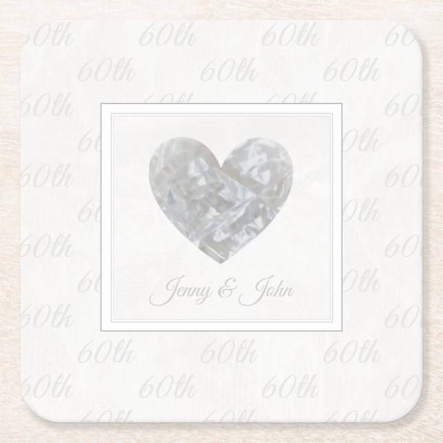 60th Diamond Wedding anniversary coaster (Front)
