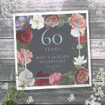 60th Diamond Wedding Anniversary Country Roses Napkin<br><div class="desc">Featuring decorative country roses tumbling over a faux diamond blue foil frame enclosing your personalised diamond wedding anniversary details set in classic text. Designed by Thisisnotme©</div>