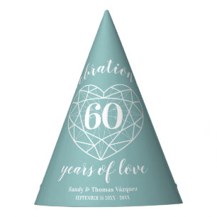 60th diamond wedding anniversary custom party hats
